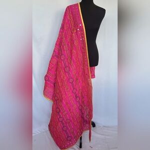 Phulkari dupatta with multicolor handwork